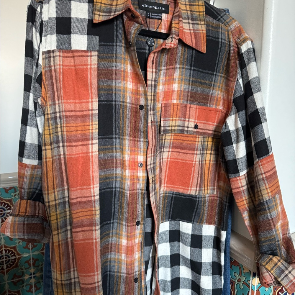 New Eleven Paris Men's Multicolor Flannel  Shirt